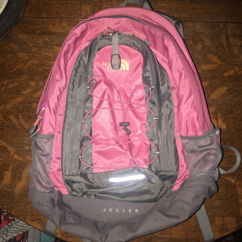 Pink North Face backpack